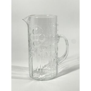 IITTALA Glass Flora Pitcher Oiva Toikka Mid-Century Modern Vintage 1960s 9.25"